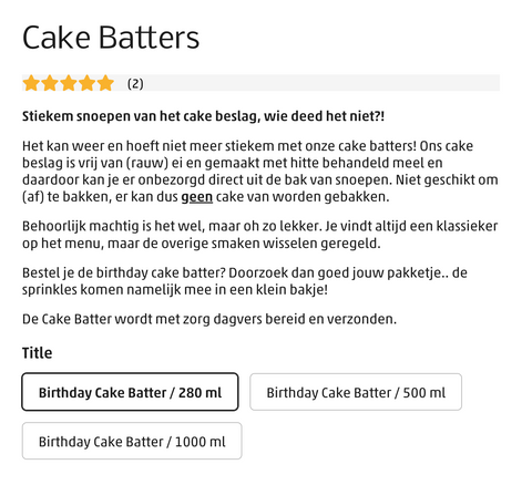 Cookie Dough en Cake Batter product reviews